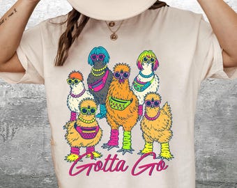 Gotta Go Chicken Shirt, Funny Colorful Chicken Graphic, Retro Farm Animal Shirt, Chicken Lover Gift for Women, Cute Country Farm Shirt