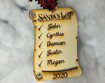 Santa List Ornament - Personalized Christmas Ornament - Gift for Mom - Merry Christmas - Kids Ornament - Grandparents Gift - 2020 Ornie