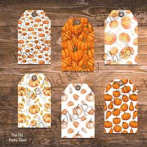 Kürbis druckbare Tags | Herbst Kürbis Geschenkanhänger | Herbst Aquarell Tags | Digitaler Download | Rustikale Erntedank Ephemera | Herbstliche Geschenkverpackung
