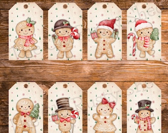 Gingerbread Christmas Craft Tags Digital Download