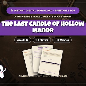 Printable Halloween Escape Room – Haunted Manor Mystery Game (Digital Download)