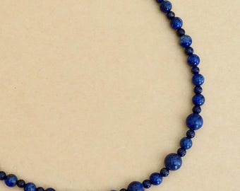 Lapis Lazuli Beaded Gemstone Necklace, Unisex Crystal Energy Jewelry