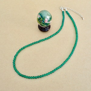 Green Agate Small Beaded Necklace Womens Green Agate Gemstone Necklace Green Agate Hippie Beaded Necklace Green Agate Healing Necklace image 1