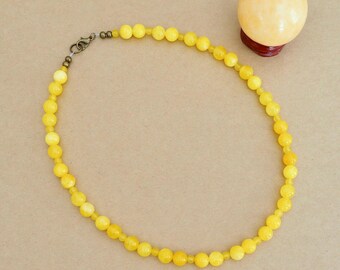 Yellow Jade Necklace: Natural Gemstone Beaded Jewelry