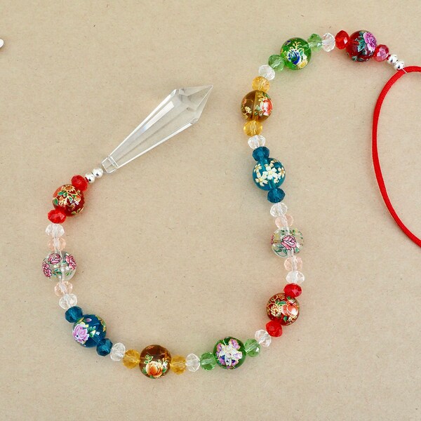 Murano Glass Sun Catcher Painted Bead Sun Catcher Murano Glass Wall Art Crystal and Flower Bead Window Decoration Home Decor Sun Catcher