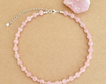 Madagascar Rose Quartz Necklace: Grade AAA Gemstone Jewelry