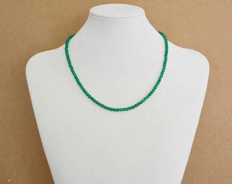 Green Agate Small Beaded Necklace Womens Green Agate Gemstone Necklace Green Agate Hippie Beaded Necklace Green Agate Healing Necklace image 7