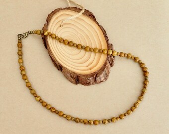 Woodgrain Jasper Men's Necklace, Men's Handmade Beaded Jewelry