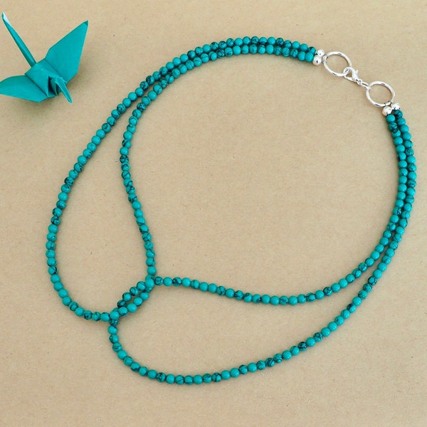 Green Turquoise Intertwined Necklaces Turquoise Necklaces Small Beaded Turquoise Necklace December Birthstone Necklace Healing Turquoise