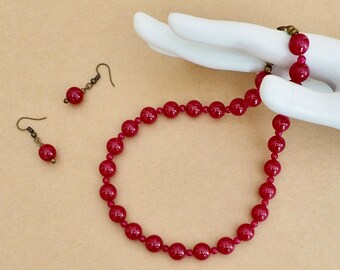 Ruby Gemstone Choker and Earring Set: July Birthstone Jewelry