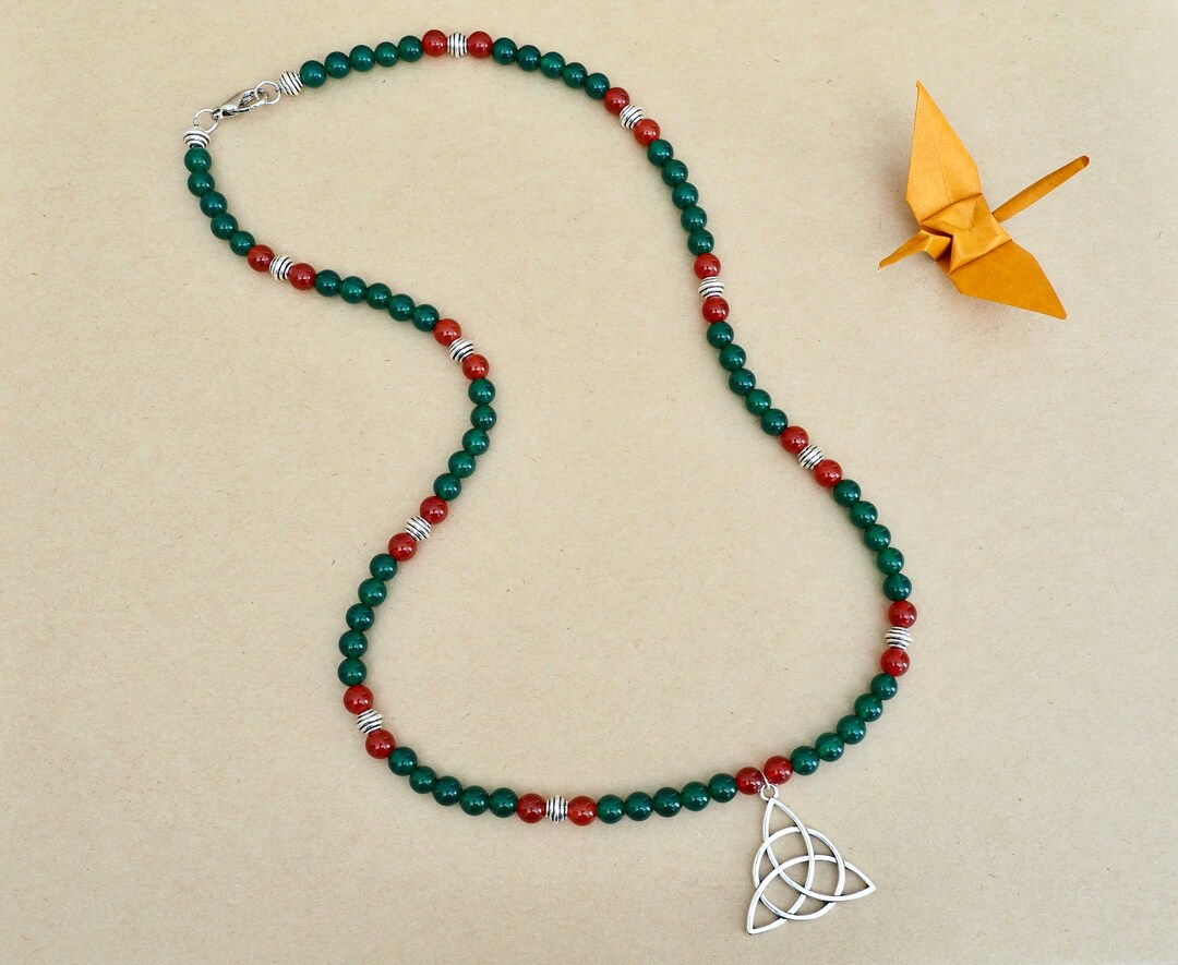 Mens Irish Trinity Knot Necklace Mens Celtic Gemstone Necklace Mens Celtic Jewelry Mens Irish