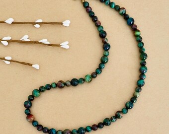 Parrot Tiger's Eye Unisex Necklace, Colorful Gemstone Beaded Jewelry