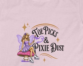 Toes Picks & Pixie Dust Kids Tee | FairyIce Skater Mushroom Illustration