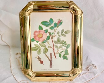 Vintage 1980s Solid Brass 5x7 Picture Frame | Hollywood Regency Fluted Gold Photo Frame
