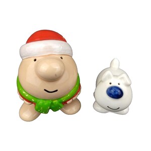 Ziggy & Fuzz Christmas Salt Pepper Shakers Ceramic Vintage 1970s Tom Wilson Made in Japan