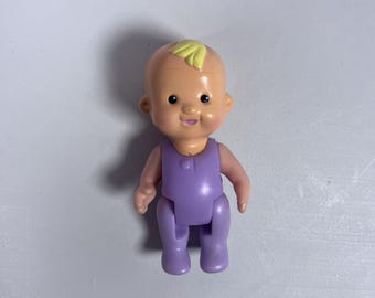 Fisher Price My First Dollhouse 2004 Baby Figure Blonde Purple Pajamas