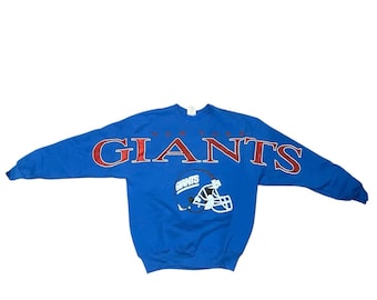 Vintage New York Giants 1990s Spell Out Rundhals-Sweatshirt Deadstock Blau 90s