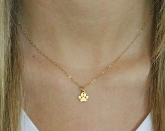 Gold Paw Print Necklace -Tiny Gold Paw Print Necklace - Paw Print Charm-Cat Dog Lovers Jewelry -Pet Memorial Necklace -Pet Jewelry - Dog Paw