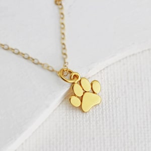 Gold Paw Necklace Tiny Paw Print Necklace Vermeil Paw Charm Cat Paw Necklace Dog Paw Necklace Pet Memorial Necklace Pet Jewelry image 1