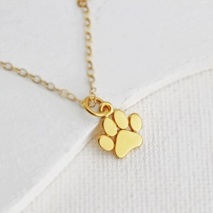 Gold Paw Necklace Tiny Paw Print Necklace Vermeil Paw Charm Cat Paw Necklace Dog Paw Necklace Pet Memorial Necklace Pet Jewelry image 1