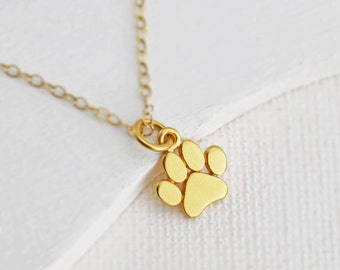 Gold Paw Necklace - Tiny Paw Print Necklace - Vermeil Paw Charm - Cat Paw Necklace - Dog Paw Necklace - Pet Memorial Necklace - Pet Jewelry