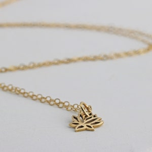 Gold Lotus Necklace Dainty Lotus Necklace Tiny Lotus Pendant Lotus Jewelry Yoga Necklace Flower Necklace Layering Necklace image 4