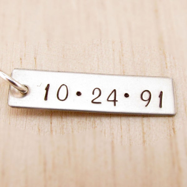 ADD A BAR Charm - Rectangle Tag - Horizontal Bar Charm - Name Date - Hand Stamped - Personalized Necklace - Personalized Tag - Rustic Name