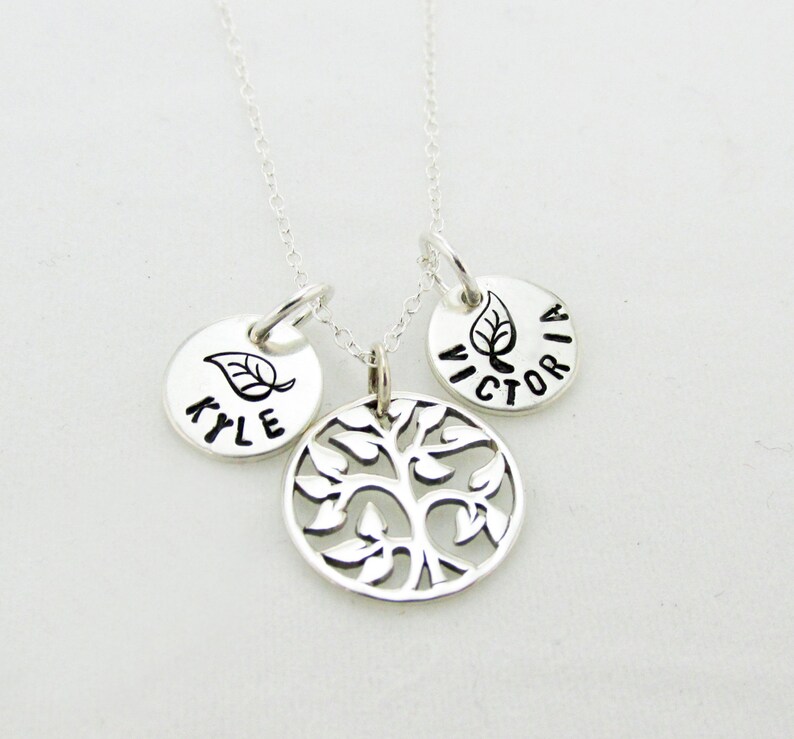 Mothers Day Family Tree Name Necklace Family Tree Jewelry Family Necklace Tree of Life Mommy Name Jewelry Mothers Necklace image 2