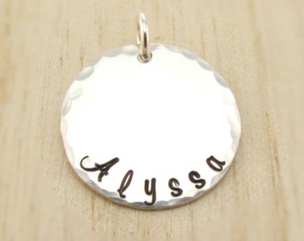 ADD A NAME Disc Large - Shiny or Rustic - Hand Stamped Sterling Silver Name Charm - Personalized Necklace - Personalized Jewelry