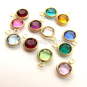 Birthstones Add On: Swarovski Birthstone Channel Drop Charm Gold Plated image 2