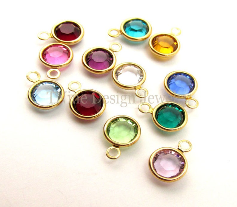 Birthstones Add On: Swarovski Birthstone Channel Drop Charm Gold Plated image 2