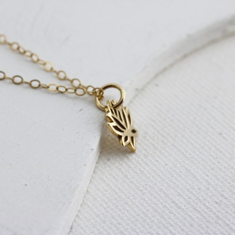 Gold Lotus Necklace Dainty Lotus Necklace Tiny Lotus Pendant Lotus Jewelry Yoga Necklace Flower Necklace Layering Necklace image 3