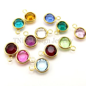 Birthstones Add On: Swarovski Birthstone Channel Drop Charm Gold Plated image 1