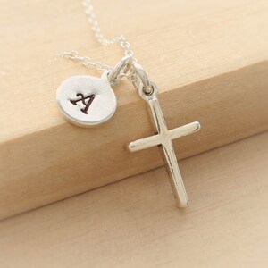 Confirmation Necklace Personalized Baptism Necklace Cross Necklace First Communion Gift Christian Jewelry Initial Necklace image 2