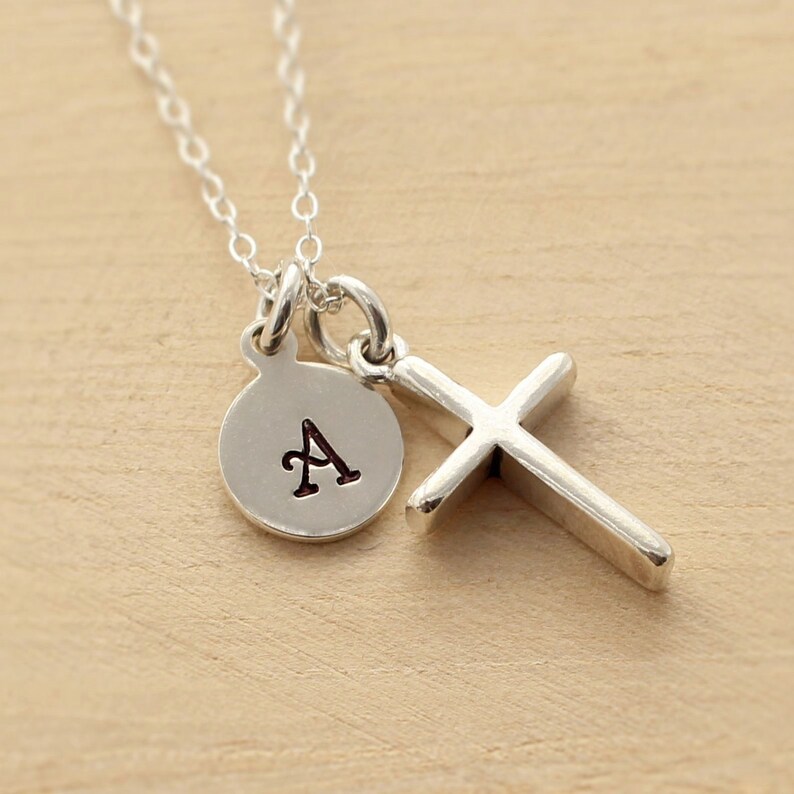 Confirmation Necklace Personalized Baptism Necklace Cross Necklace First Communion Gift Christian Jewelry Initial Necklace image 3