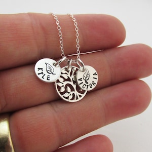 Mothers Day Family Tree Name Necklace Family Tree Jewelry Family Necklace Tree of Life Mommy Name Jewelry Mothers Necklace image 5