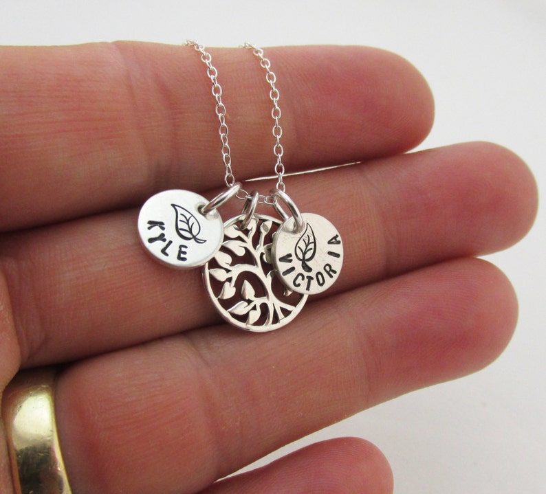 Mothers Day Family Tree Name Necklace Family Tree Jewelry Family Necklace Tree of Life Mommy Name Jewelry Mothers Necklace image 5