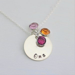 Oma Necklace Sterling Silver Oma Personalized Jewelry Swarovski Birthstones Mothers Day Gift for Oma Grandmothers Necklace Mimi Nana image 3