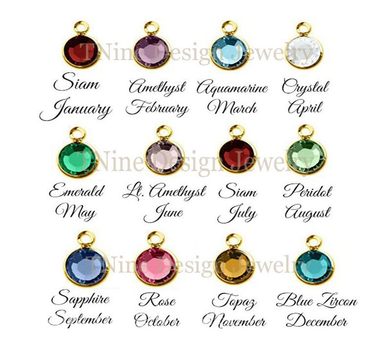 Birthstones Add On: Swarovski Birthstone Channel Drop Charm Gold Plated image 3