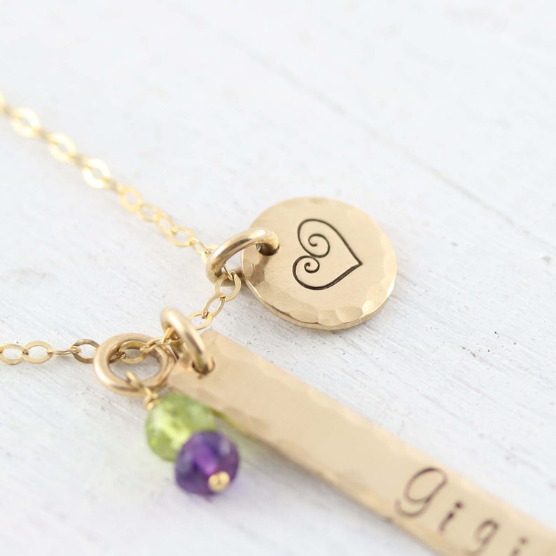 Gold Gigi Necklace for Grandma Birthstone Jewelry, Mother Day Birthstone Necklace, Personalized Jewelry, Gold Name Necklace for Meme Gifts image 3