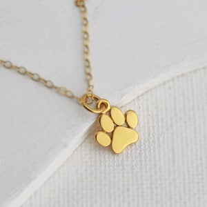 Gold Paw Print Necklace Tiny Gold Paw Print Necklace Paw Print Charm-Cat Dog Lovers Jewelry Pet Memorial Necklace Pet Jewelry Dog Paw image 2