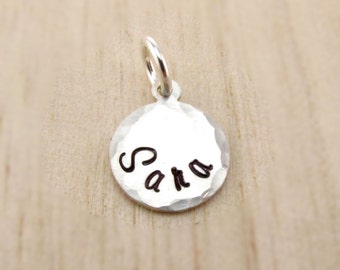 ADD A NAME Disc Small - Shiny or Rustic - Sterling Silver - Name Charm - Personalized Necklace - Personalized Jewelry - Name Disc