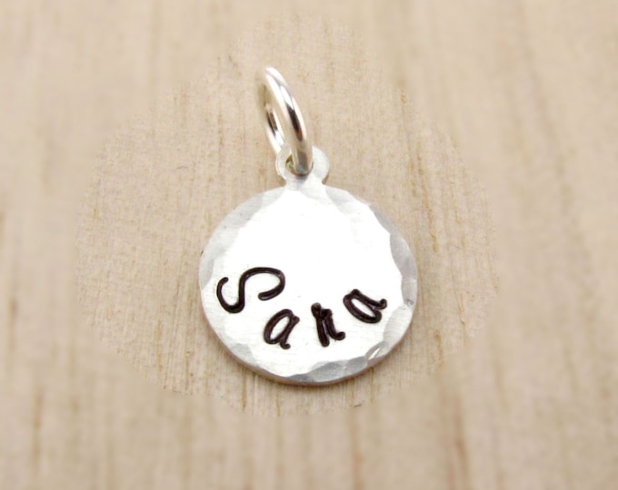 ADD A NAME Disc Small - Shiny or Rustic - Sterling Silver - Name Charm - Personalized Necklace - Personalized Jewelry - Name Disc