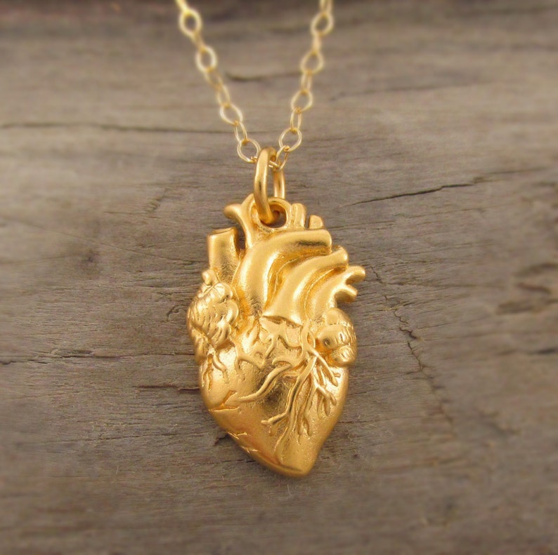Gold Anatomical Heart Necklace Heart Organ Necklace - Etsy Ireland
