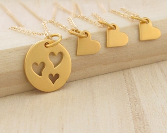 Mother Daughter Mother Necklace Daughter Necklace Mother Daughter Gift Heart Necklace Mothers Day Gold Set Gold Jewelry Sister Jewelry