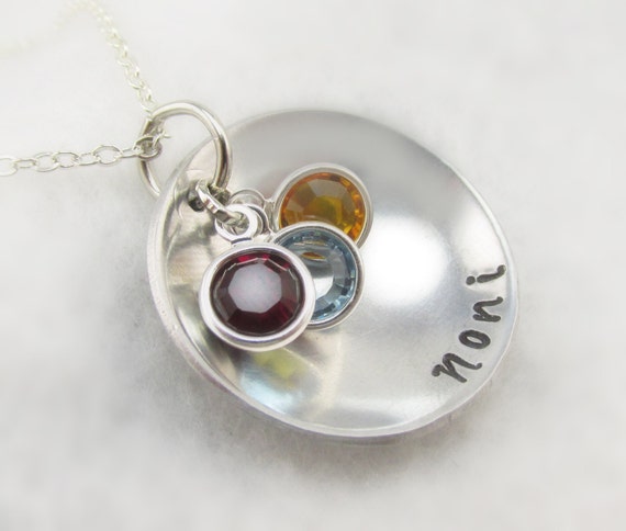 Mom Necklace With Children's Names & Birthstones - 2-4 Ring | Centime Gift