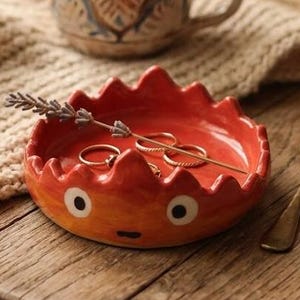 Calcifer Inspired Handmade Ceramic Coaster