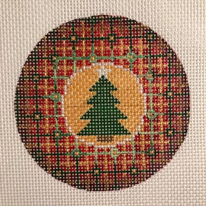 Árbol de Navidad pintado a mano con punto de cruz, lienzo de 13 hilos, adorno de 4"