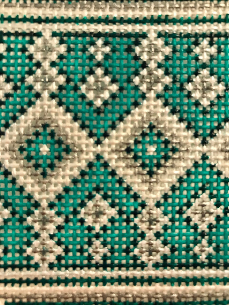 Hand Painted Needlepoint Canvas 13 mesh Teal and Silver Etsy