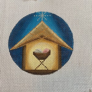 Hand Painted Needlepoint Canvas Simple Nativity 13 count 4&quot; Ornament, nativity, Christmas decor, ornament, handpainted, needle point, gift,